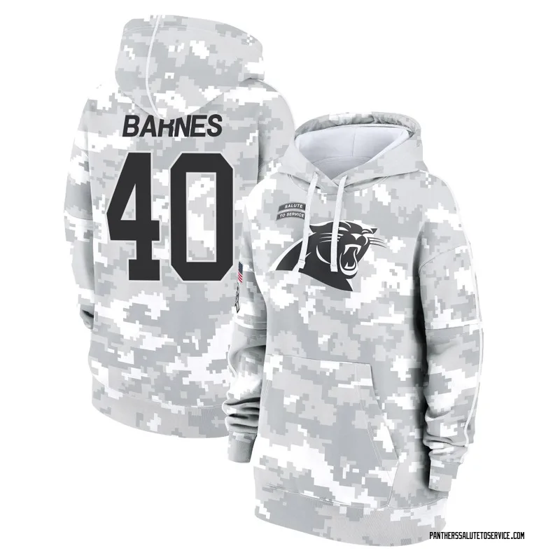 Women's Krys Barnes Carolina Panthers Camo Arctic 2024 Salute to Service Club Fleece Pullover Hoodie