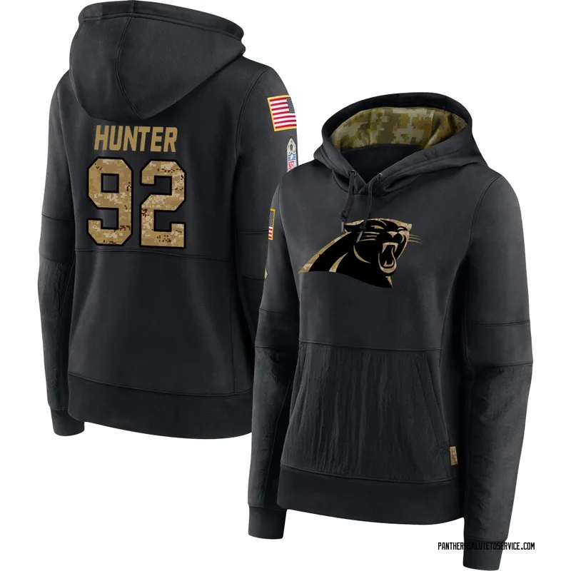 Women's Lee Hunter Carolina Panthers Black 2020 Salute to Service Sideline Performance Pullover Hoodie