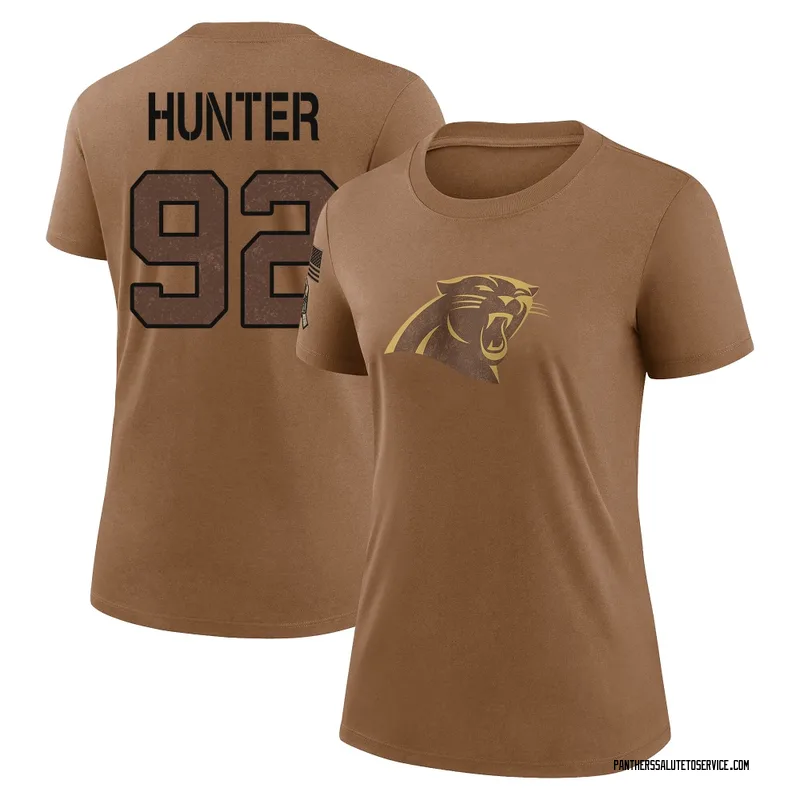 Women's Lee Hunter Carolina Panthers Legend Brown 2023 Salute To Service Performance T-Shirt