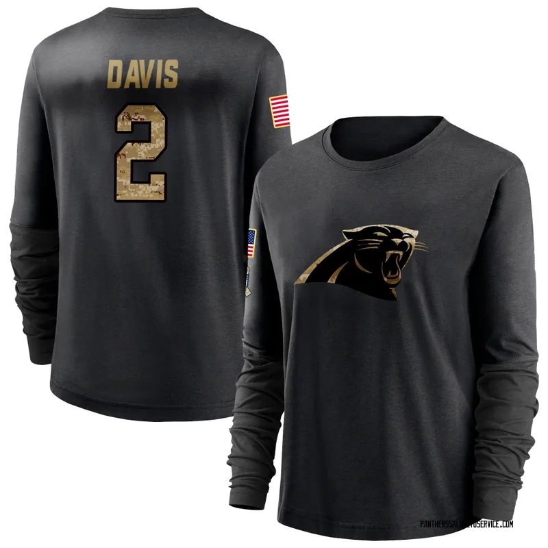 Women's Miles Davis Carolina Panthers Black 2020 Salute To Service Sideline Performance Long Sleeve T-Shirt