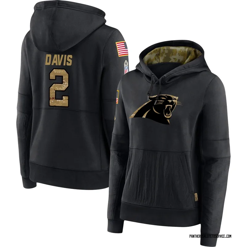 Women's Miles Davis Carolina Panthers Black 2020 Salute to Service Sideline Performance Pullover Hoodie