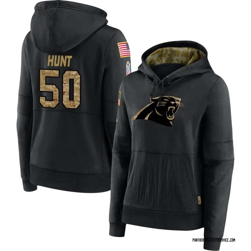 Women's Robert Hunt Carolina Panthers Black 2020 Salute to Service Sideline Performance Pullover Hoodie