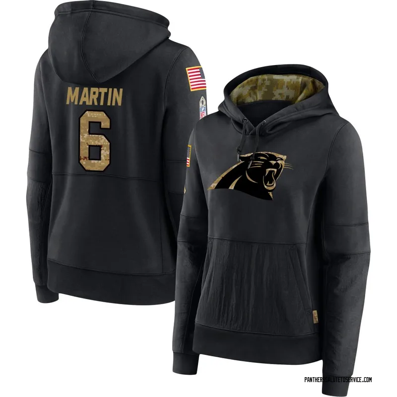Women's Sam Martin Carolina Panthers Black 2020 Salute to Service Sideline Performance Pullover Hoodie