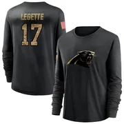 Women's Xavier Legette Carolina Panthers Black 2020 Salute To Service Sideline Performance Long Sleeve T-Shirt