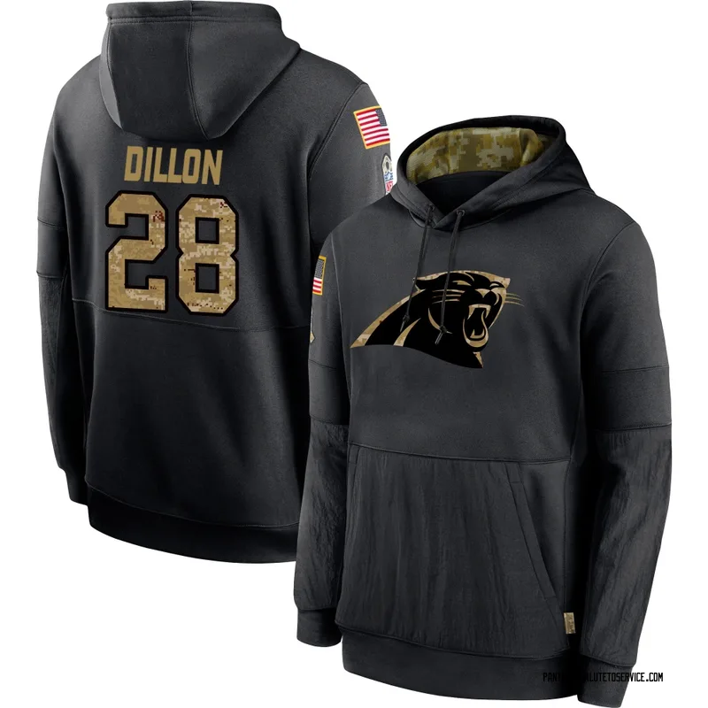 Youth AJ Dillon Carolina Panthers Black 2020 Salute to Service Sideline Performance Pullover Hoodie