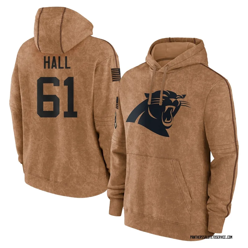Youth Aaron Hall Carolina Panthers Brown 2023 Salute To Service Club Pullover Hoodie