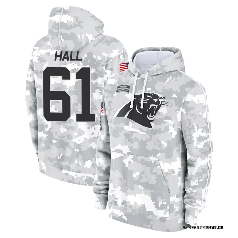 Youth Aaron Hall Carolina Panthers Camo Arctic 2024 Salute to Service Club Fleece Pullover Hoodie