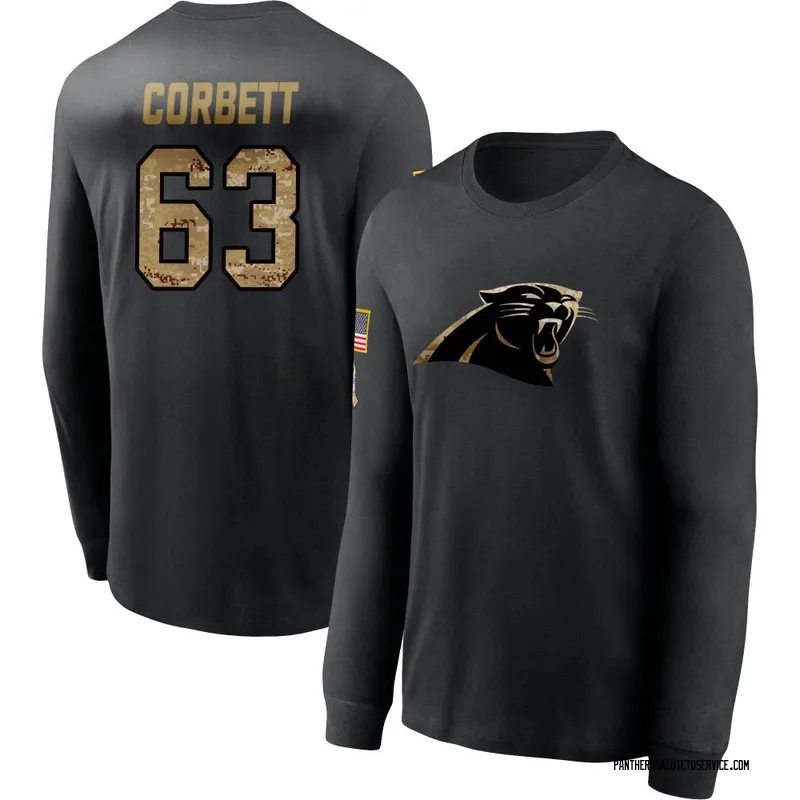 Youth Austin Corbett Carolina Panthers Black 2020 Salute To Service Sideline Performance Long Sleeve T-Shirt