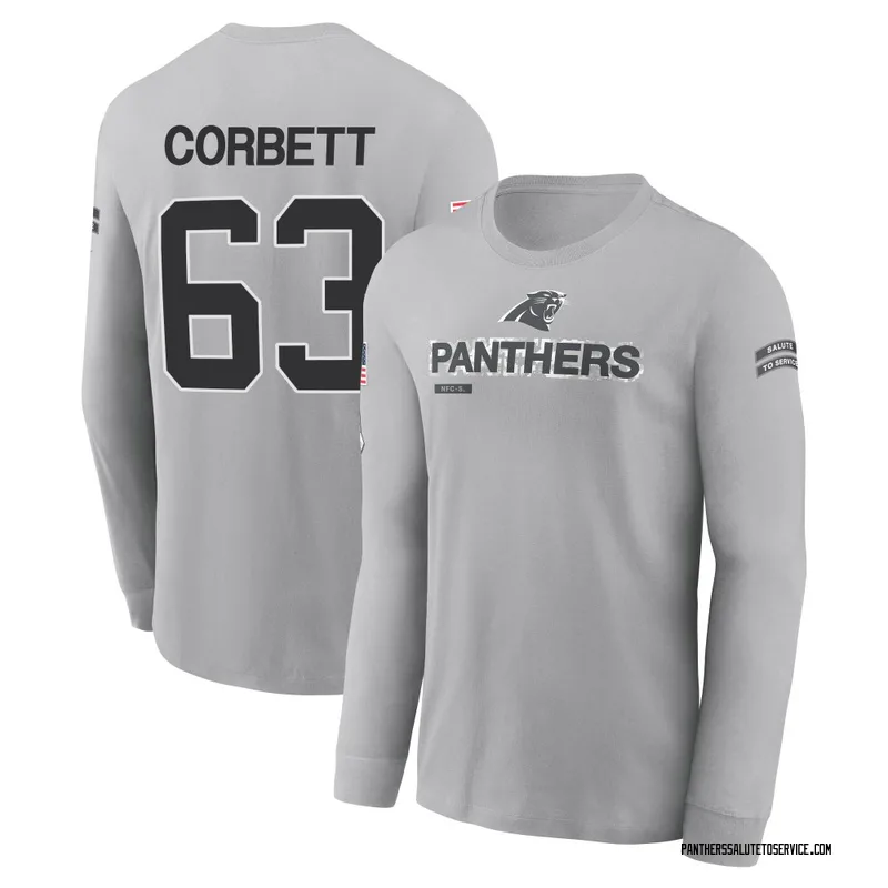 Youth Austin Corbett Carolina Panthers Gray 2024 Salute to Service Long Sleeve T-Shirt