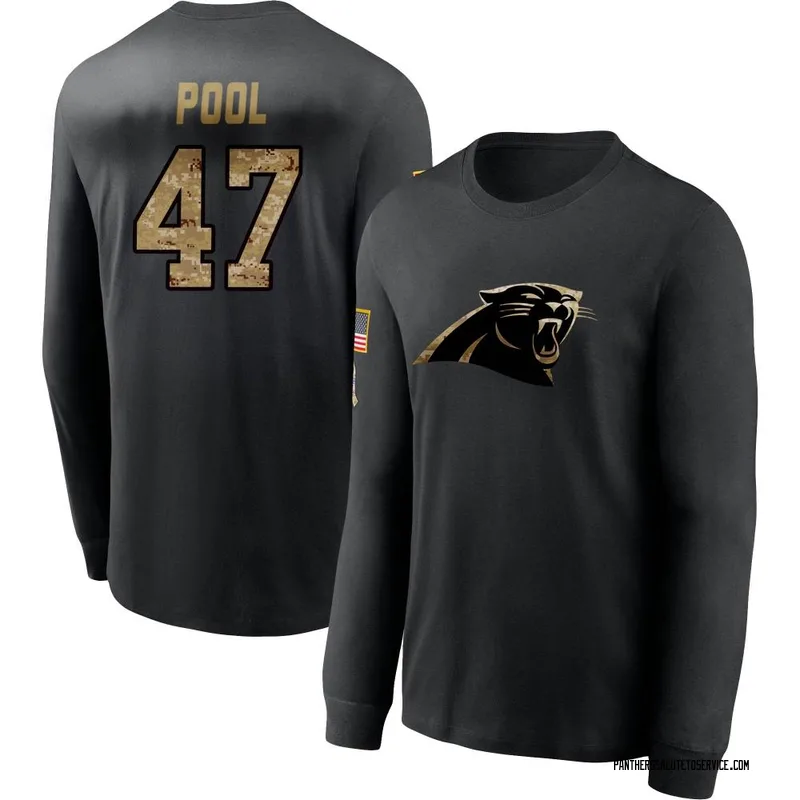 Youth Bumper Pool Carolina Panthers Black 2020 Salute To Service Sideline Performance Long Sleeve T-Shirt