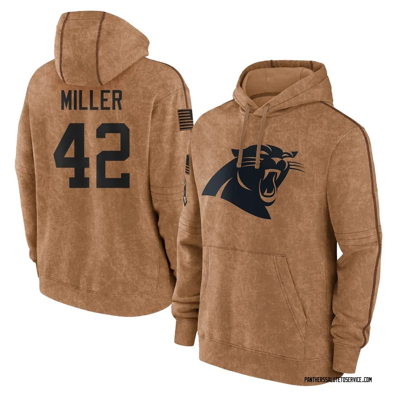 Youth Cam Miller Carolina Panthers Brown 2023 Salute To Service Club Pullover Hoodie