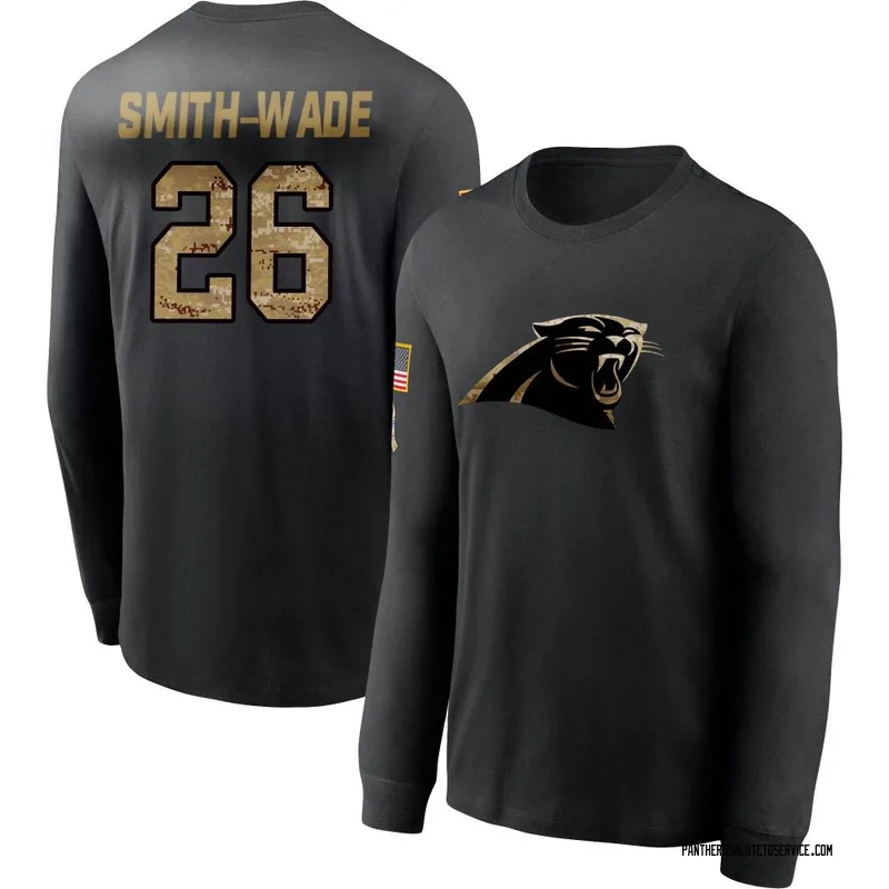 Youth Chau Smith-Wade Carolina Panthers Black 2020 Salute To Service Sideline Performance Long Sleeve T-Shirt