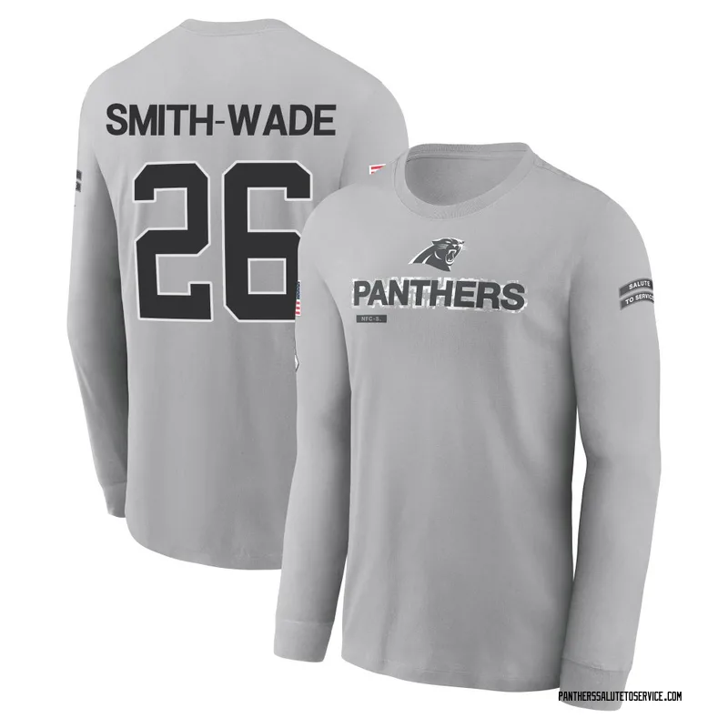 Youth Chau Smith-Wade Carolina Panthers Gray 2024 Salute to Service Long Sleeve T-Shirt