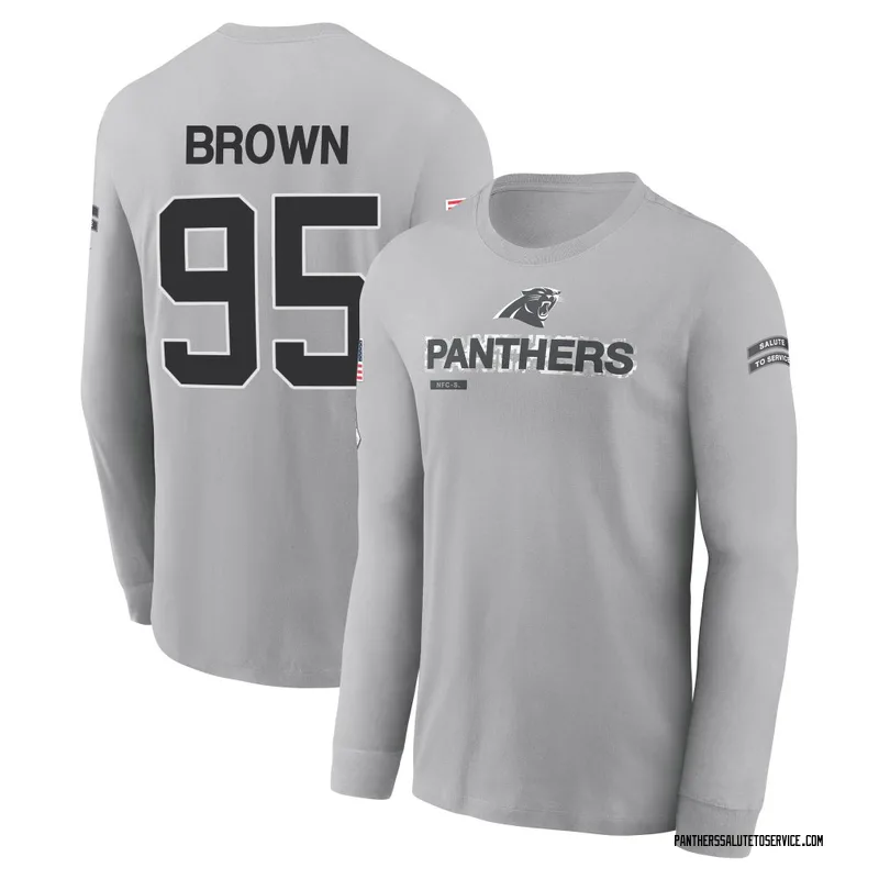 Youth Derrick Brown Carolina Panthers Gray 2024 Salute to Service Long Sleeve T-Shirt