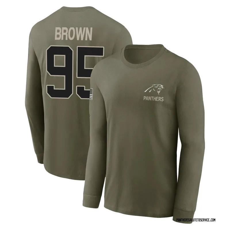 Youth Derrick Brown Carolina Panthers Olive 2025 Salute to Service Sideline Long Sleeve T-Shirt