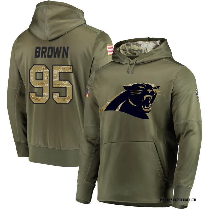 Youth Derrick Brown Carolina Panthers Olive Salute to Service Pullover Hoodie