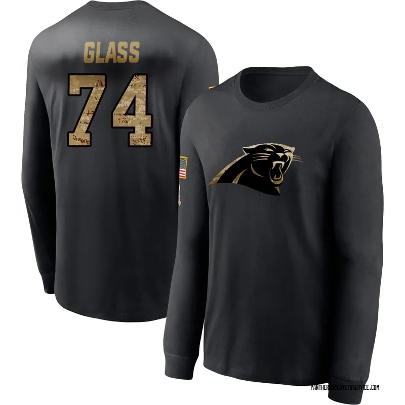 Youth Isaia Glass Carolina Panthers Black 2020 Salute To Service Sideline Performance Long Sleeve T-Shirt