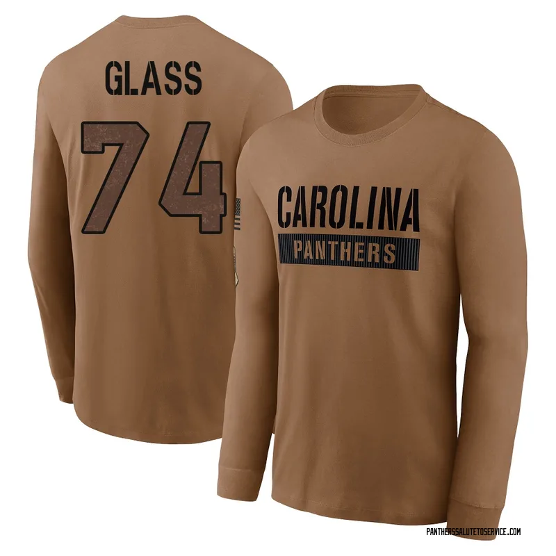 Youth Isaia Glass Carolina Panthers Brown 2023 Salute To Service Long Sleeve T-Shirt