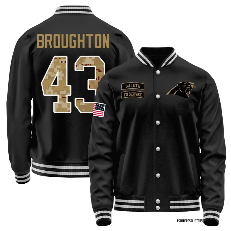 Youth JaTravis Broughton Carolina Panthers Black Salute to Service Sideline Performance Jacket