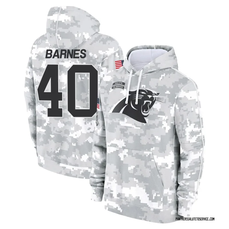 Youth Krys Barnes Carolina Panthers Camo Arctic 2024 Salute to Service Club Fleece Pullover Hoodie