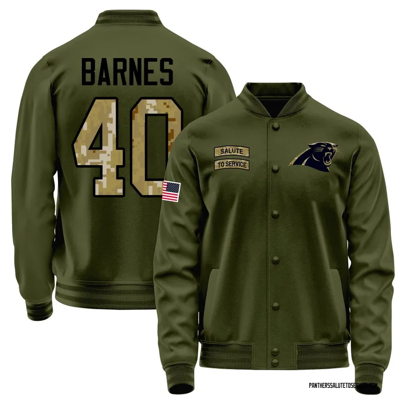 Youth Krys Barnes Carolina Panthers Olive Salute to Service Sideline Performance Jacket