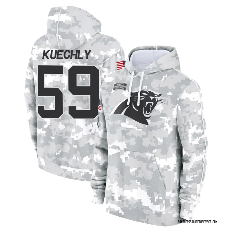 Youth Luke Kuechly Carolina Panthers Camo Arctic 2024 Salute to Service Club Fleece Pullover Hoodie