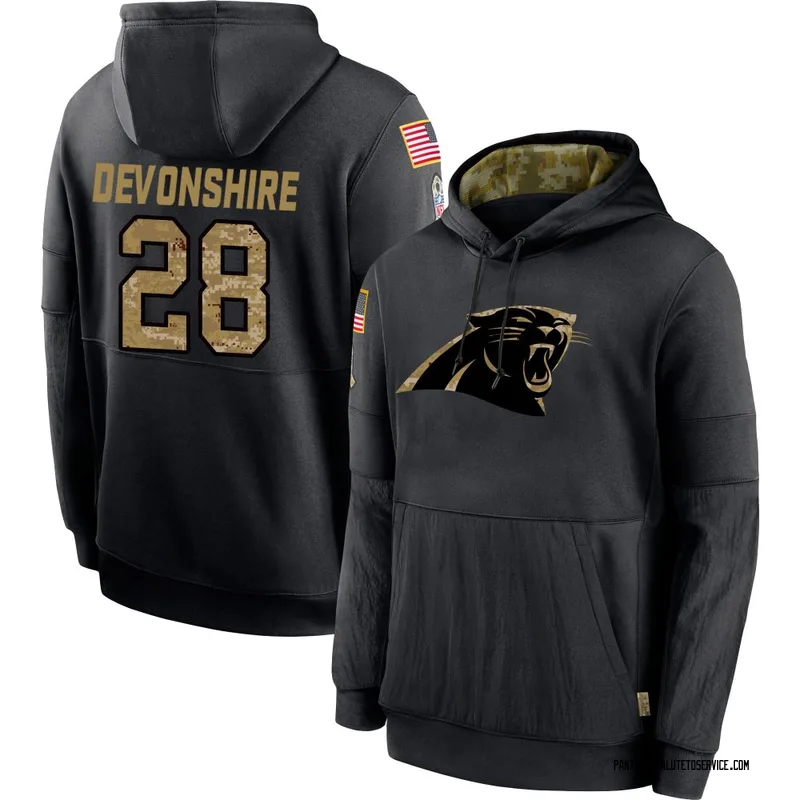 Youth M.J. Devonshire Carolina Panthers Black 2020 Salute to Service Sideline Performance Pullover Hoodie