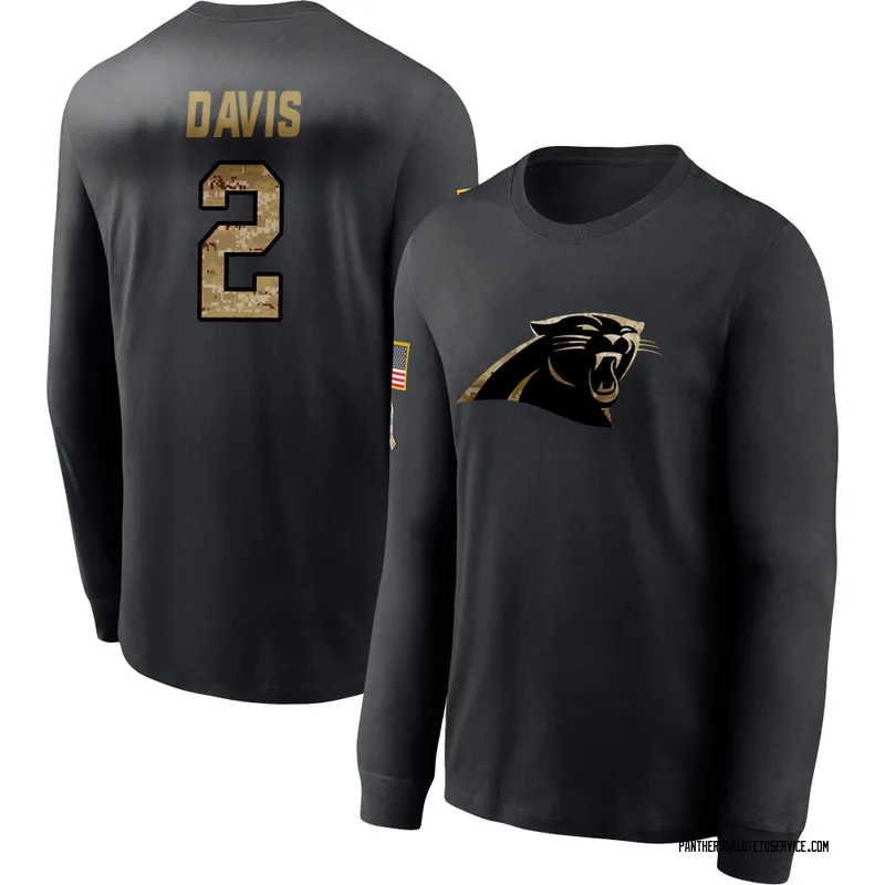 Youth Miles Davis Carolina Panthers Black 2020 Salute To Service Sideline Performance Long Sleeve T-Shirt