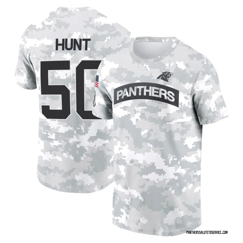 Youth Robert Hunt Carolina Panthers Camo Arctic 2024 Salute to Service Performance T-Shirt