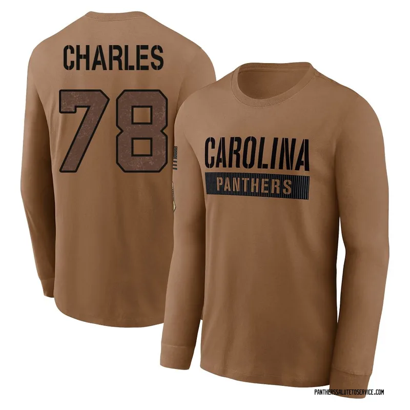 Youth Saahdiq Charles Carolina Panthers Brown 2023 Salute To Service Long Sleeve T-Shirt