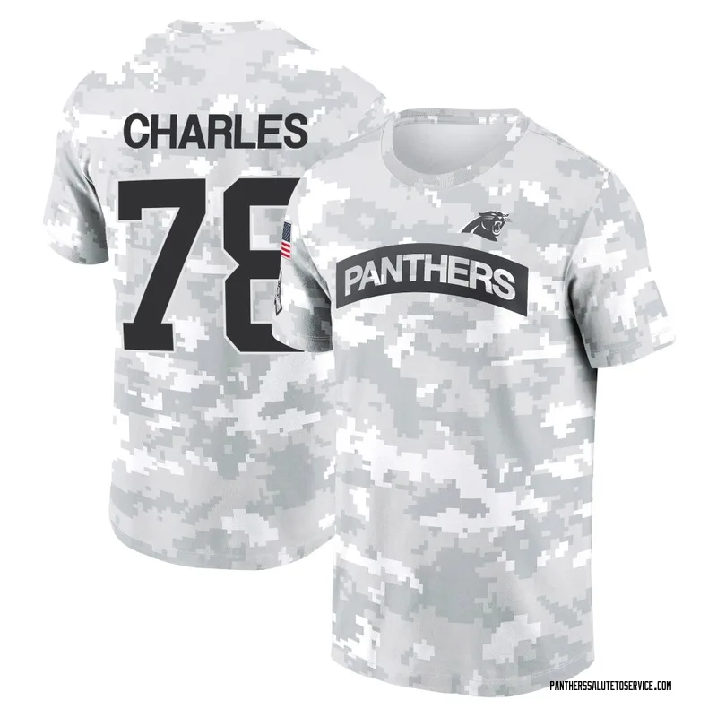 Youth Saahdiq Charles Carolina Panthers Camo Arctic 2024 Salute to Service Performance T-Shirt