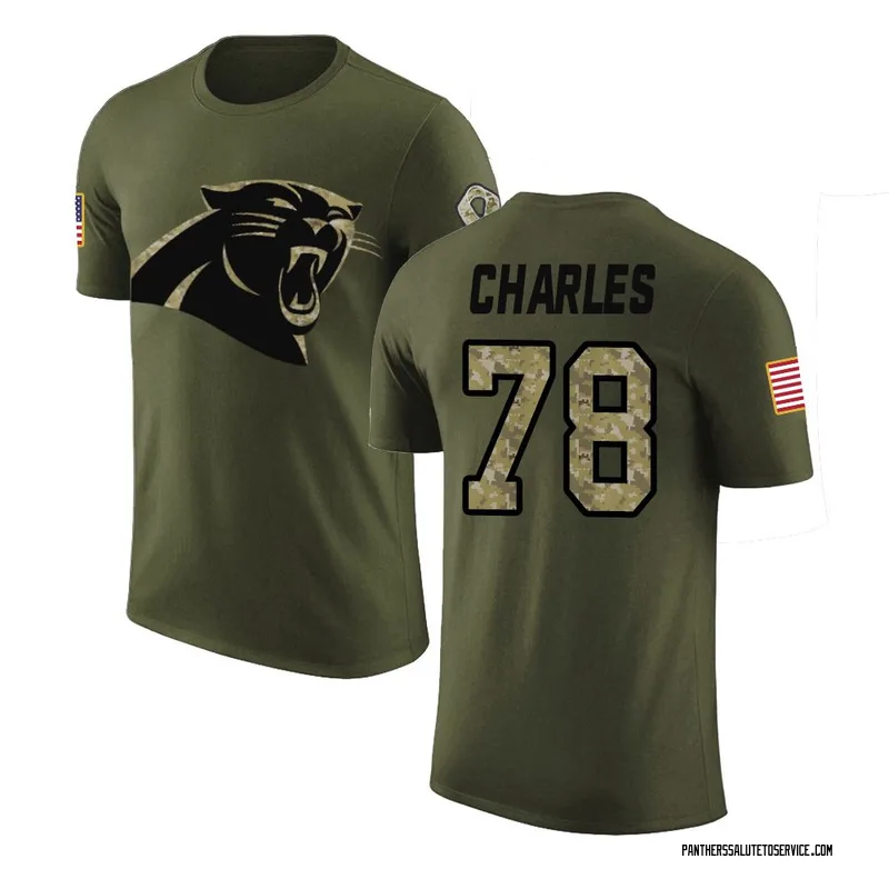 Youth Saahdiq Charles Carolina Panthers Legend Olive Salute to Service T-Shirt