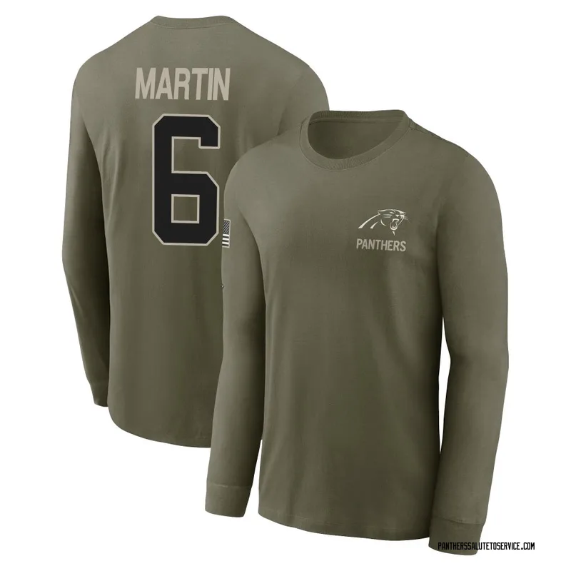 Youth Sam Martin Carolina Panthers Olive 2025 Salute to Service Sideline Long Sleeve T-Shirt