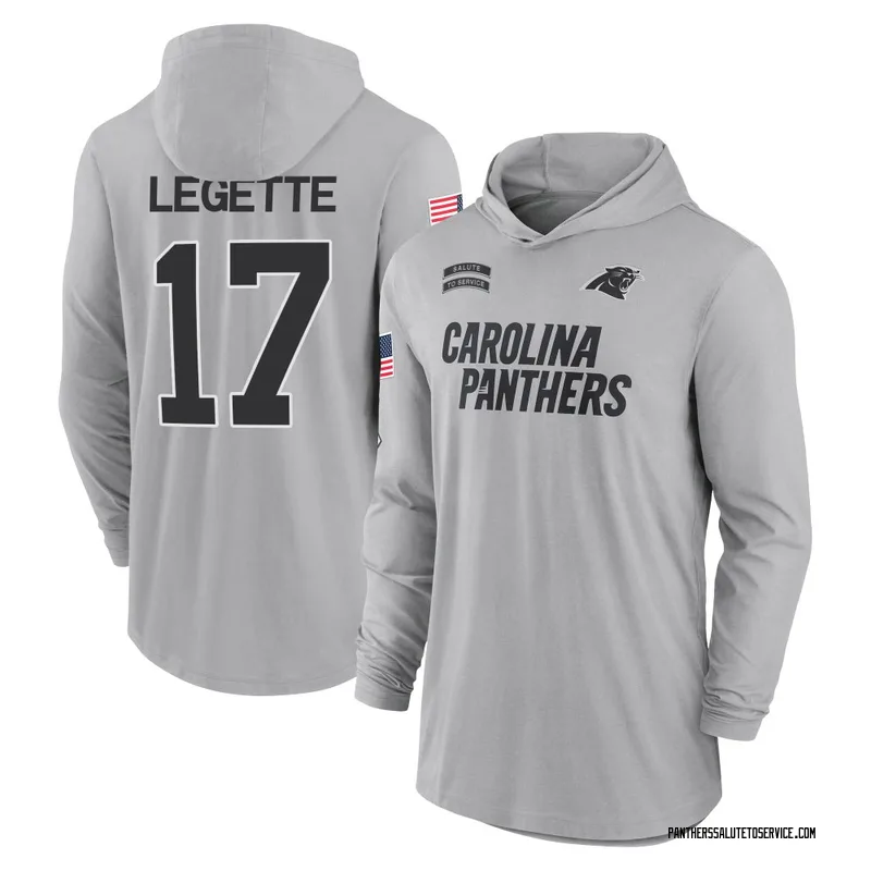 Youth Xavier Legette Carolina Panthers Gray 2024 Salute to Service Lightweight Performance Long Sleeve Hooded T-Shirt